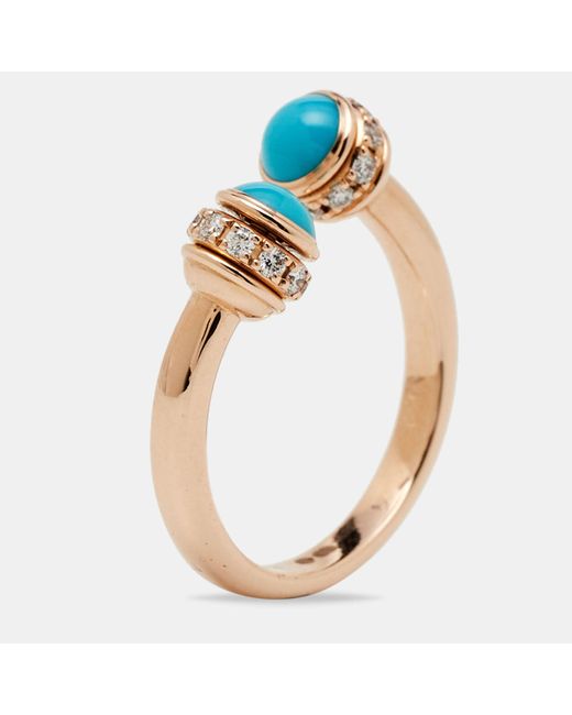 Piaget Blue Possession Turquoise Diamond 18k Rose Ring