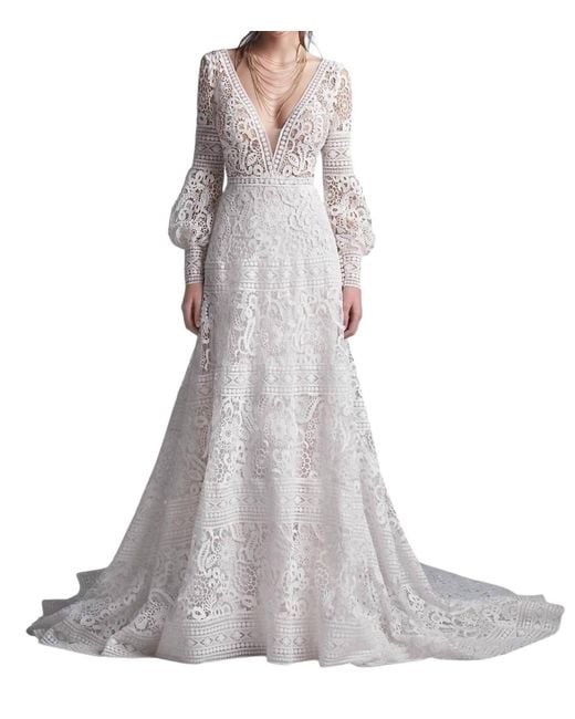 maggie sottero vintage lace wedding dress Maggie Sottero Vintage Lace Wedding Dress in Gray