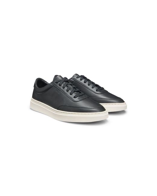 Boss Black Leather Trainers With Contrast Rubber Outsole for men
