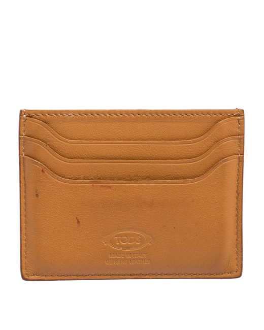 Tod's Brown Tan Leather Card Holder