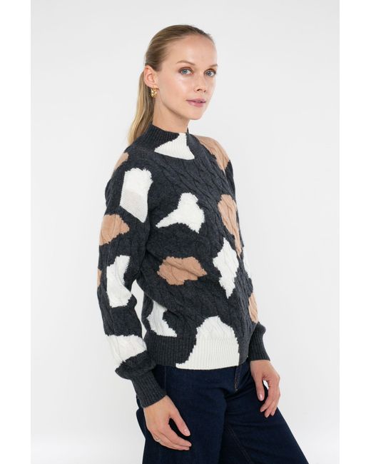 InCashmere Cashmere Blend Long Sleeve Pattern Sweater in Blue | Lyst