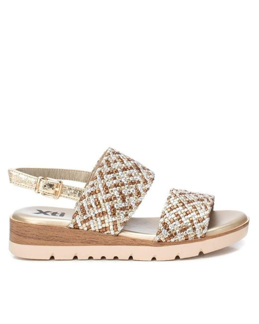 Xti Natural Double Strap Flat Sandals By