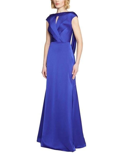 THEIA Blue Zaria Cowl Back Gown