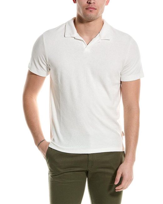 Onia White Towel Terry Johnny Collar Polo Shirt for men