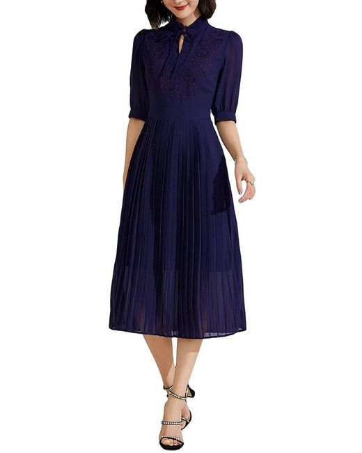 BURRYCO Elbow-sleeve Midi Dress in Blue | Lyst