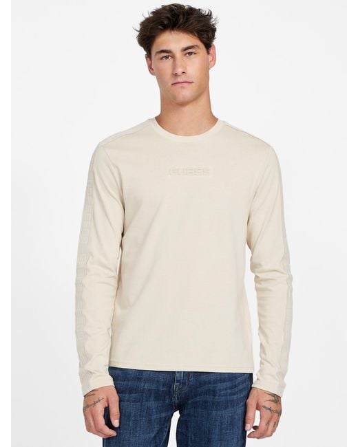 Guess White Eco Pedro Long-Sleeve Crewneck Tee for men