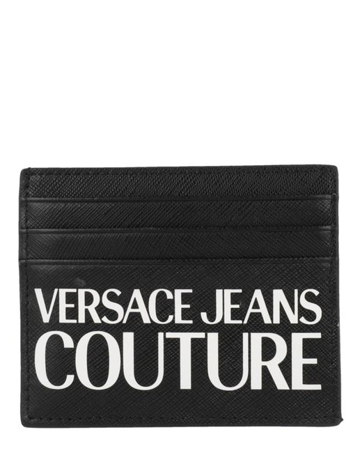 Versace Black Logo Printed Card Holder for men