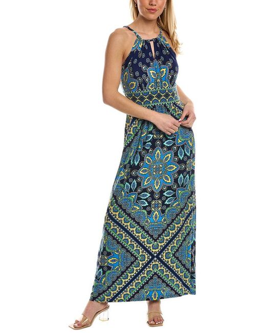 London Times Morris Maxi Dress in Blue Lyst
