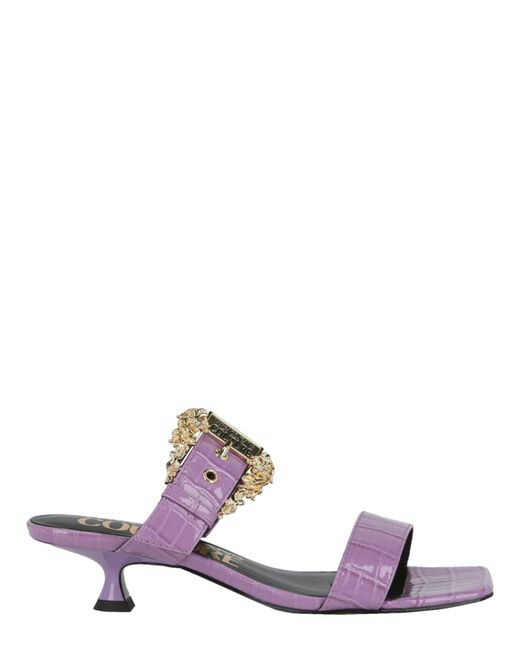 Versace Purple Croc-embossed Mules