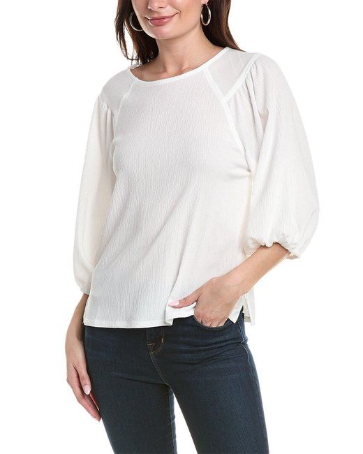 Vince Camuto White Puff Sleeve Top