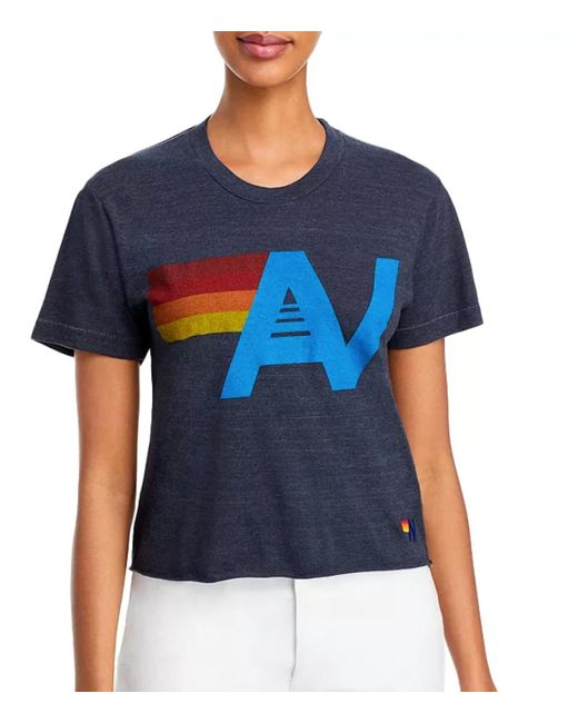 Aviator Nation Blue Logo Tee In Charcoal