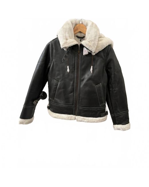 Decrum Black Genuine Leather Shearling Jacket