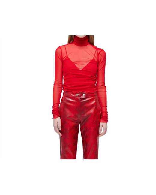 Jonathan Simkhai Red Velora Long-sleeved Bodysuit In Apple