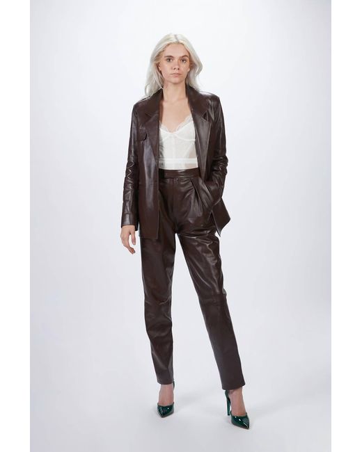 Zeynep Arcay Pink Suit Leather Jacket