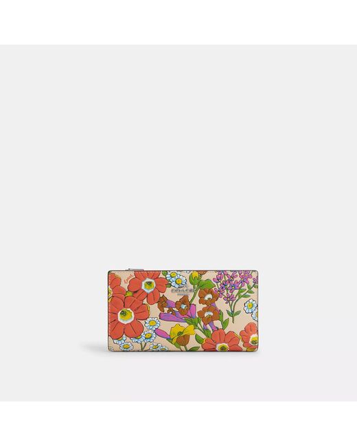 COACH Multicolor Slim Zip Wallet With Floral Print