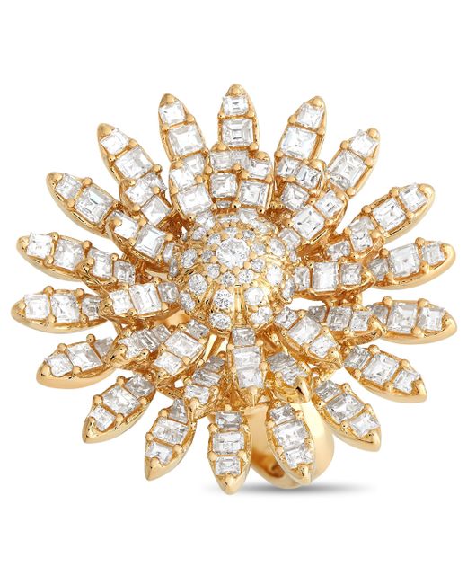 Non-Branded Metallic Lb Exclusive 18k Yellow 4.20ct Diamond Sunflower Ring Alr-18330
