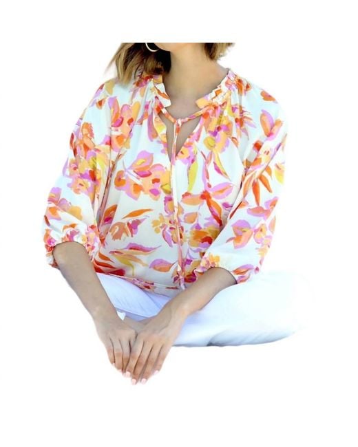 Veronica M Pink Split Neck Blouse