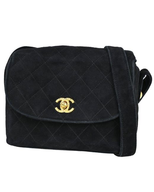 Chanel Black Mini Matelassé Suede Shoulder Bag (pre-owned)