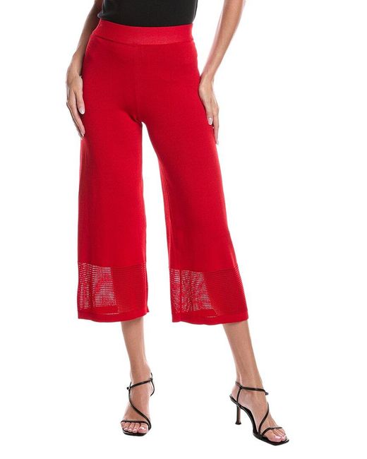 Joseph Ribkoff Red Knit Mesh Ankle Pant
