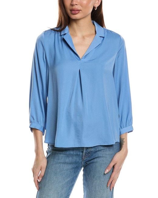 Vince Camuto Blue Shirttail Blouse