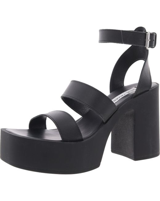 Steve Madden Black Dora Adjustable Leather Platform Sandals