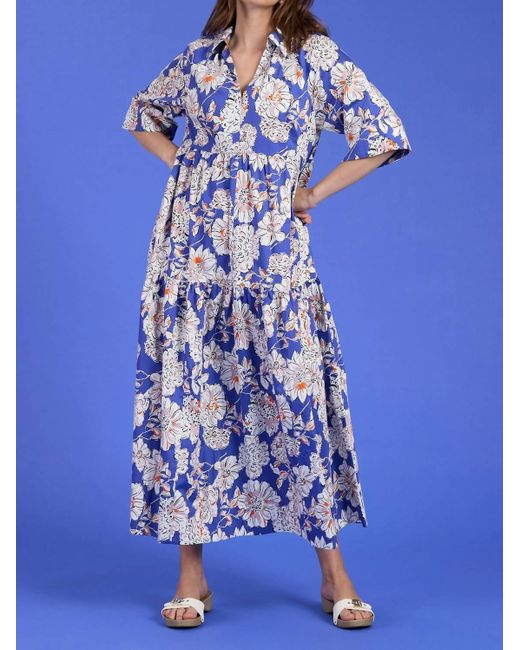 tyler boe Blue Cara Tiered Midi Dress