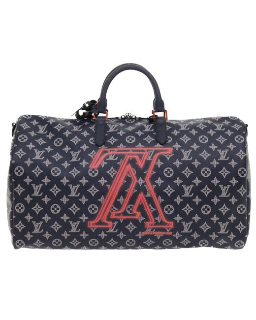 Louis Vuitton Blue Keepall Bandouliere 50 Canvas Travel Bag (pre-owned)