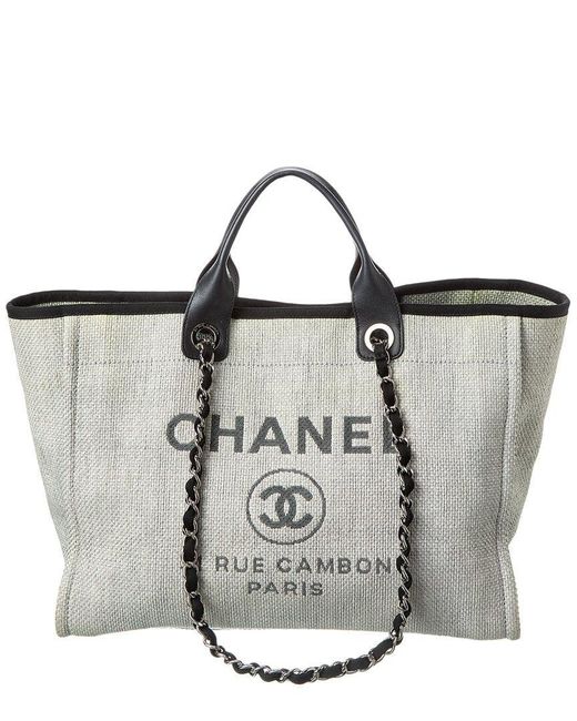 Chanel Metallic Grey Canvas Xl Deauville Tote (authentic Pre-owned)
