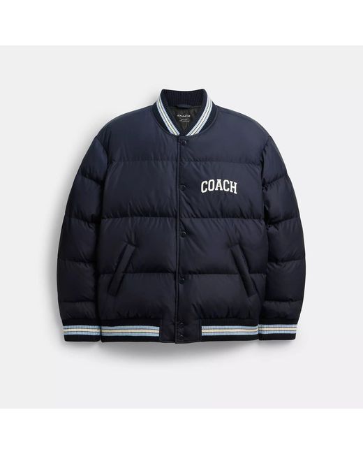 COACH Blue Varsity Down Jacket for men