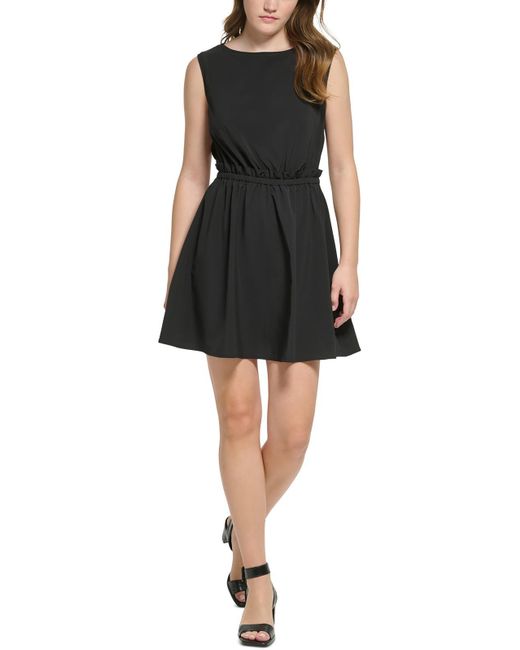 Calvin Klein Black Mini Polyester Fit & Flare Dress