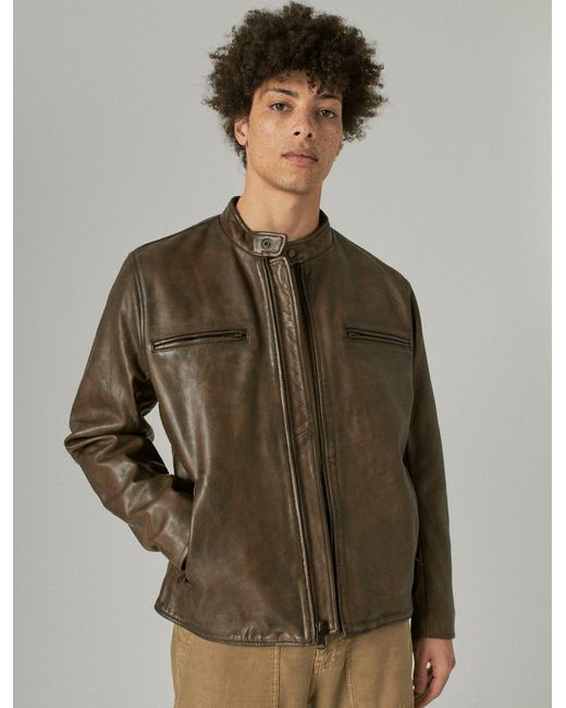 Lucky Brand Green Vintage Leather Jacket for men