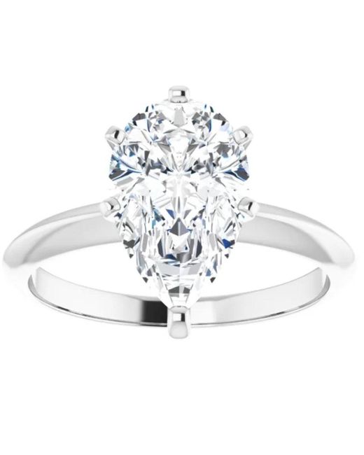 Pompeii3 Metallic 3ct Pear Moissanite Solitaire Engagement Ring 14k White Yellow Or Rose Gold