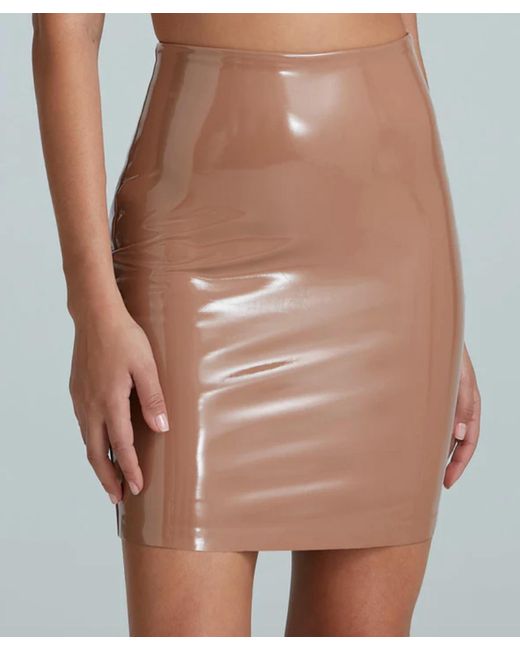 Commando Brown Faux Patent Leather Mini Skirt