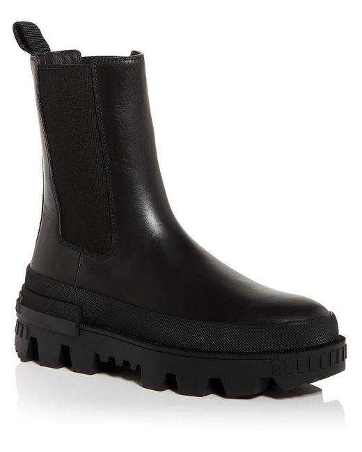 Moncler Black Coralyne Leather Stretch Mid-calf Boots