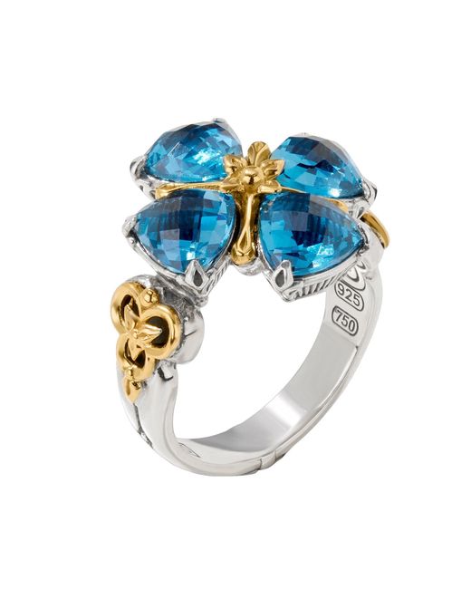 Konstantino Blue Anthos Sterling Silver 18k Yellow Gold & Spinel Ring Dmk2156-478 S6