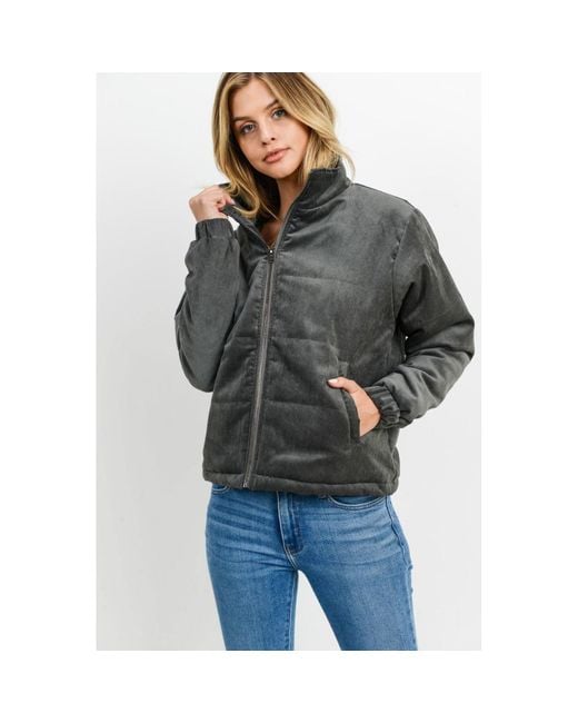 TRUEDAMES Gray Puffy Long Sleeves Jacket