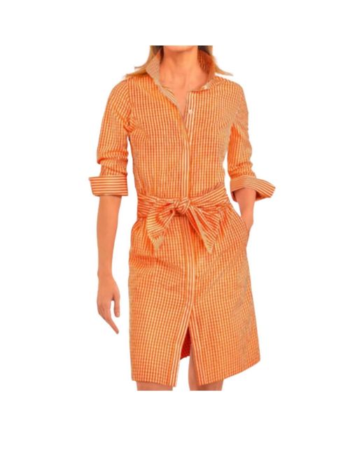Gretchen Scott Orange Gingham Breezy Blousan Dress