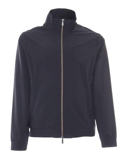 Rrd Blue Streamlined High Collar Jacket With Full Zip Closure for men