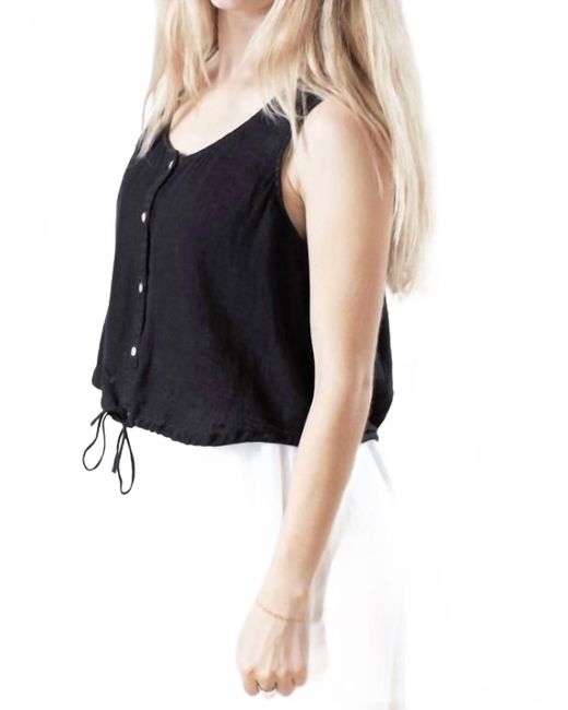 Bella Dahl Black Sleeveless Tie Waist Button Down Top