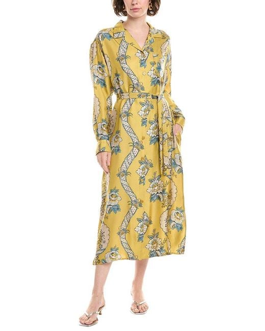 Weekend by Maxmara Yellow Gaia Silk Midi Dress