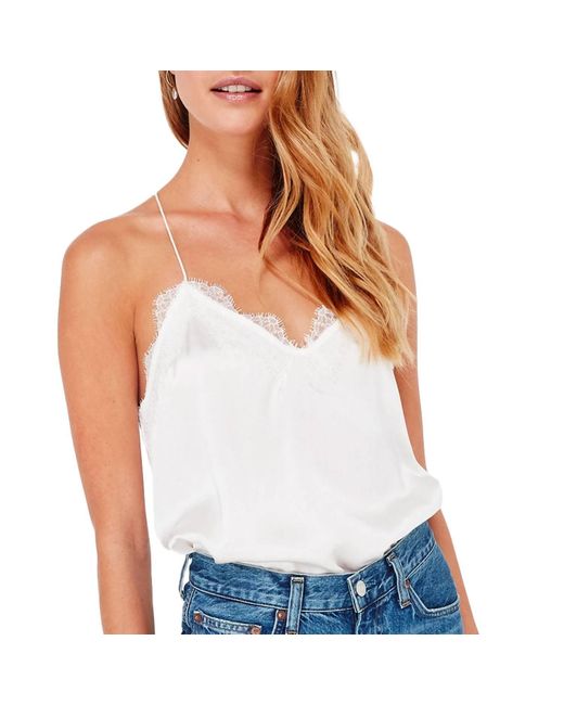 Cami NYC White Racer Charmeuse Cami Top