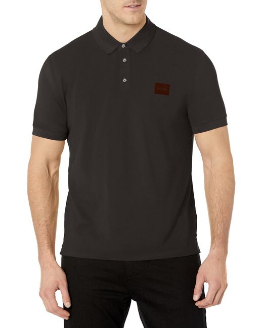 Boss Black Hugo Square Logo Cotton Polo Shirt Short Sleeve for men