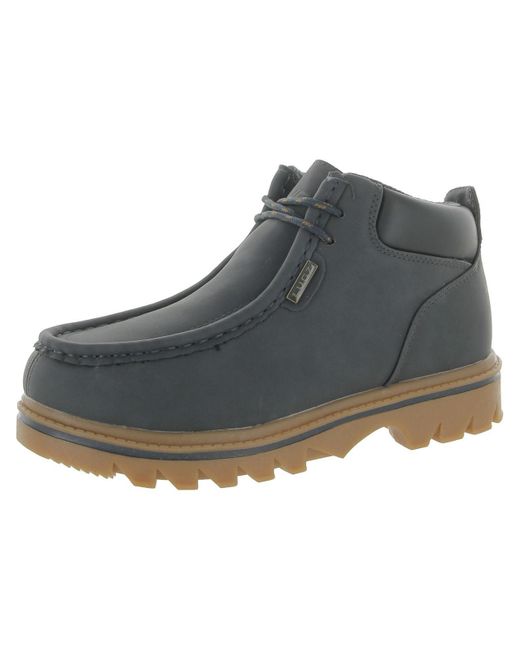 Lugz Gray Fring Faux Leather Round Toe Booties for men