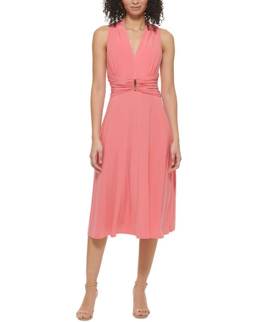 Jessica Howard Pink Midi Sleeveless Fit & Flare Dress