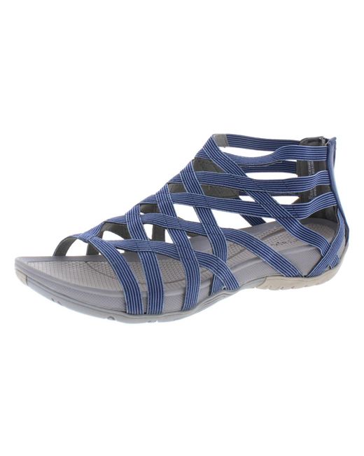 BareTraps Blue Samina Criss Cross Stretch Gladiator Sandals