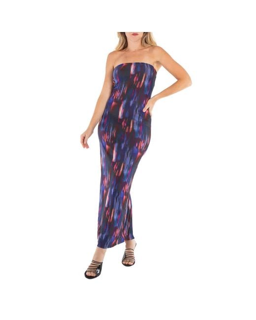 ROTATE BIRGER CHRISTENSEN Purple Printed Maxi Tube Dress