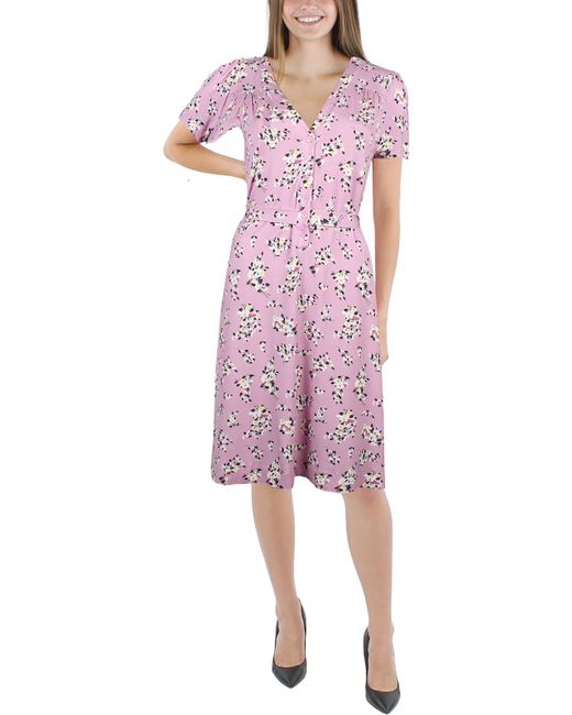 French Connection Pink Floral Print Knee-length Shirtdress