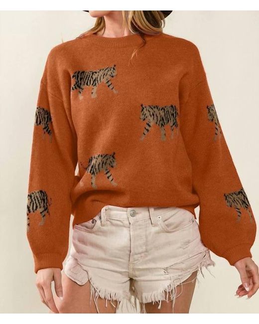 Bibi Brown Tiger Pattern Sweater