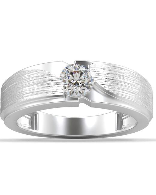 Pompeii3 Metallic 1/2ct Diamond Brushed Solitaire Diamond Wedding Ring Lab Grown