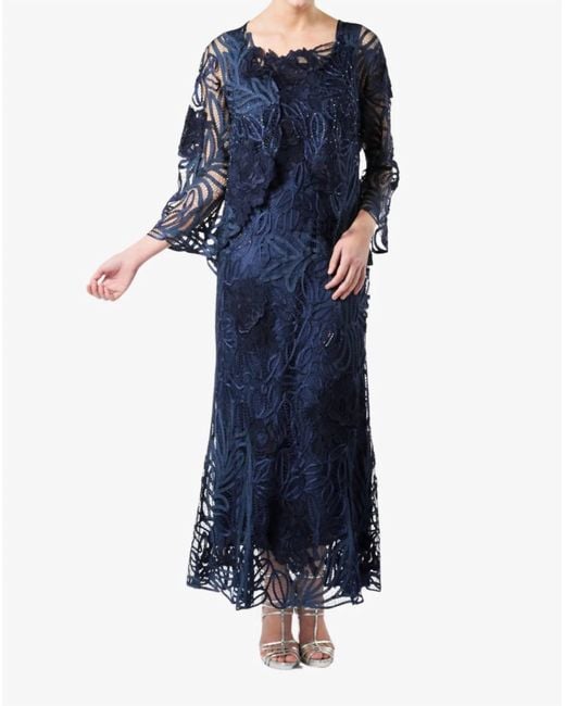 Soulmates Women's Blue Rose Embroidered Lace Dress And Jacket Set - www.armafbd.com Soulmates Women's Blue Rose Embroidered Lace Dress And Jacket Set - www.armafbd.com